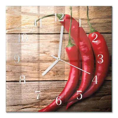 Quadratische wanduhr modern Chilischoten