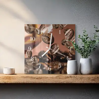 Moderne wanduhr quadratisch Kaffeebohnen