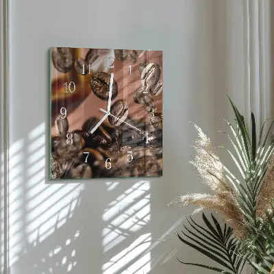 Moderne wanduhr quadratisch Kaffeebohnen