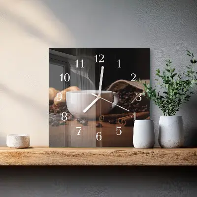 Quadratische wanduhr modern Kaffee