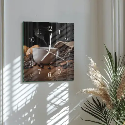 Quadratische wanduhr modern Kaffee