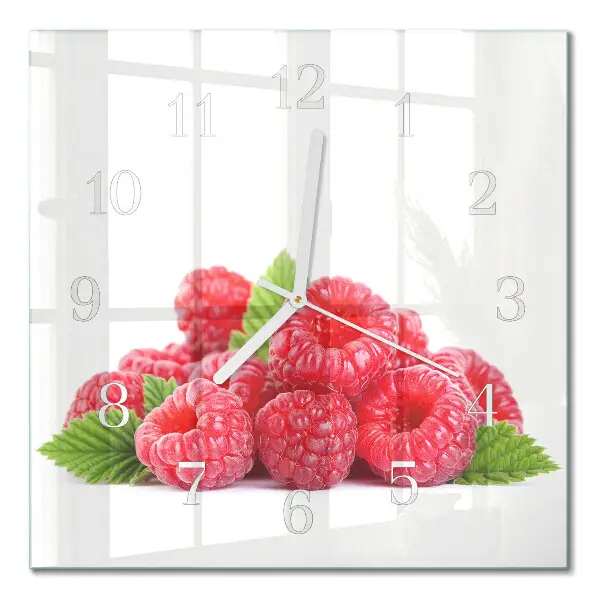 Quadratische wanduhr Himbeeren