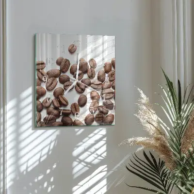 Glasuhr quadratisch Kaffeebohnen