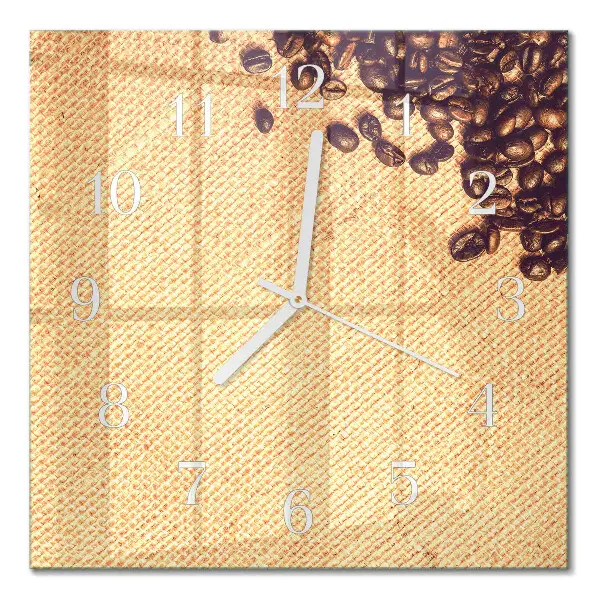 Quadratische wanduhr modern Kaffeebohnen