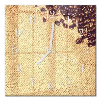 Quadratische wanduhr modern Kaffeebohnen