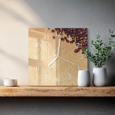Quadratische wanduhr modern Kaffeebohnen