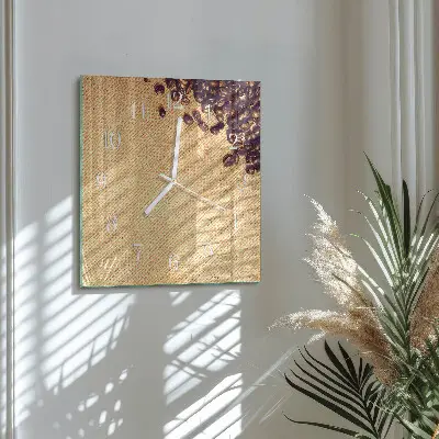 Quadratische wanduhr modern Kaffeebohnen