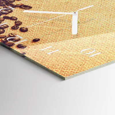 Quadratische wanduhr modern Kaffeebohnen