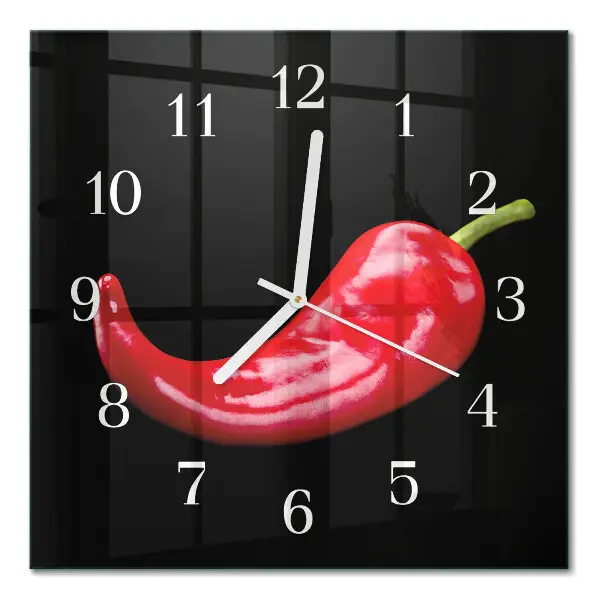 Quadratische wanduhr Chilischoten