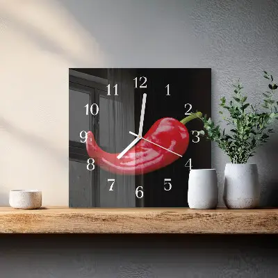 Quadratische wanduhr Chilischoten