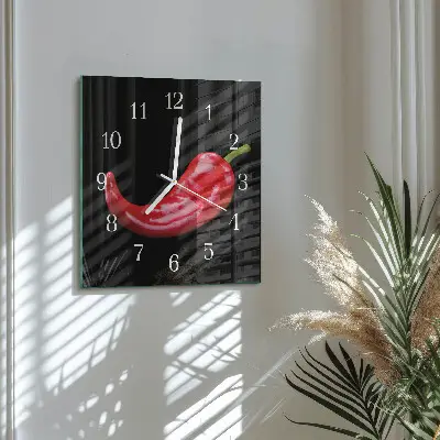 Quadratische wanduhr Chilischoten