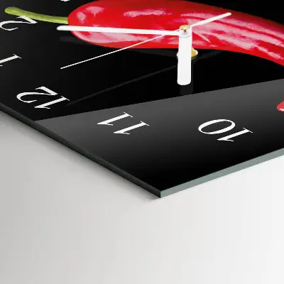 Quadratische wanduhr Chilischoten