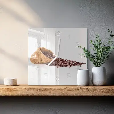 Wanduhr mit motiv quadratisch Kaffeebohnen
