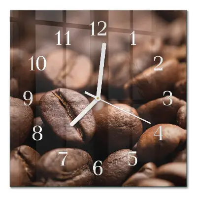 Quadratische wanduhr Kaffeebohnen