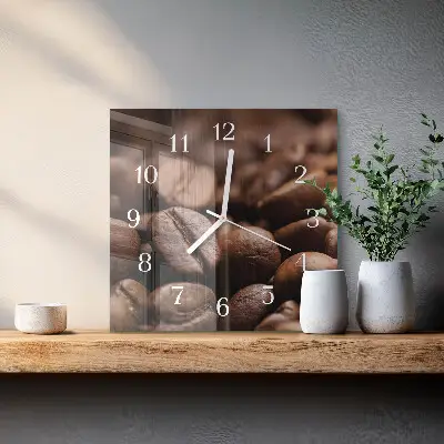 Quadratische wanduhr Kaffeebohnen