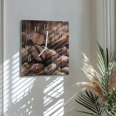 Quadratische wanduhr Kaffeebohnen