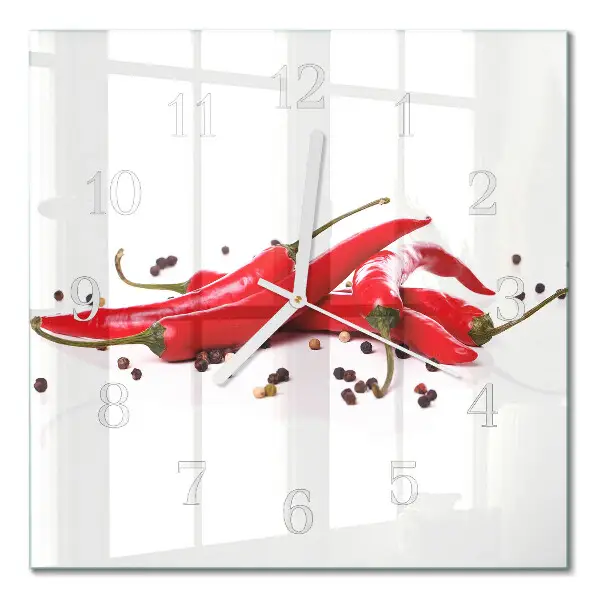 Quadratische wanduhr modern Chilischoten