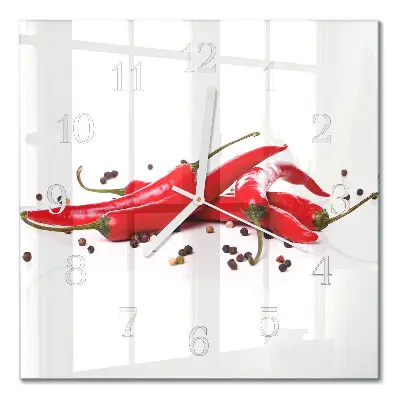 Quadratische wanduhr modern Chilischoten