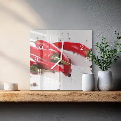 Wanduhr mit motiv quadratisch Chilischoten