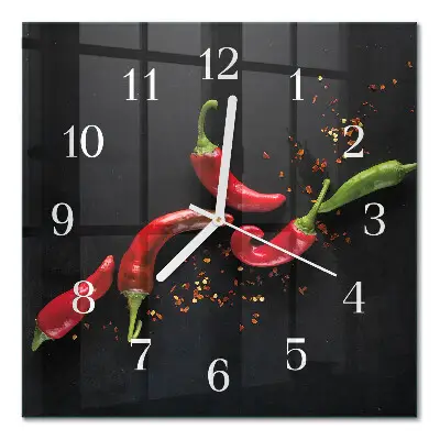 Quadratische wanduhr Chilischoten