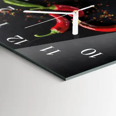 Quadratische wanduhr Chilischoten
