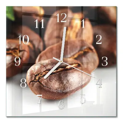 Quadratische wanduhr Kaffeebohnen