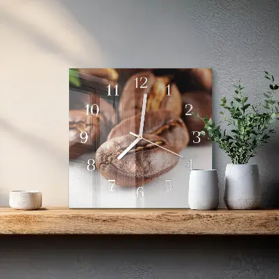 Quadratische wanduhr Kaffeebohnen