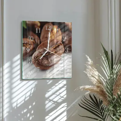 Quadratische wanduhr Kaffeebohnen