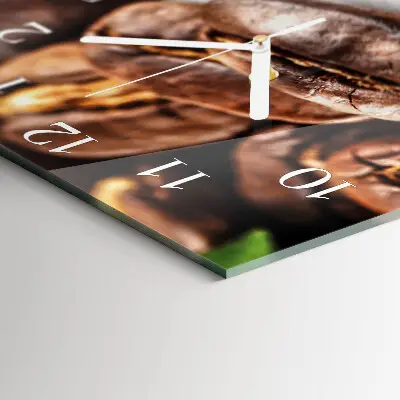 Quadratische wanduhr Kaffeebohnen