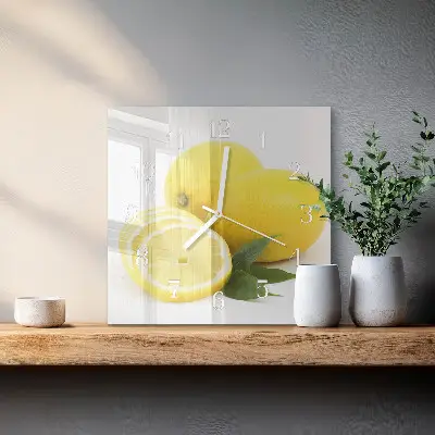 Glasuhr quadratisch Zitronen