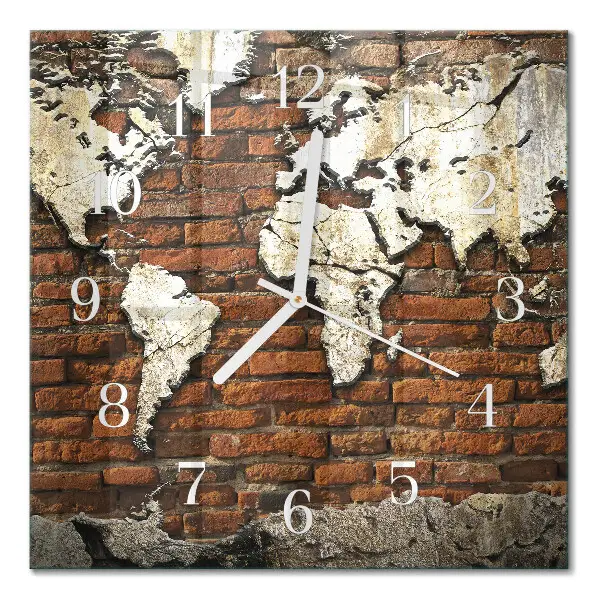 Quadratische wanduhr modern Kontinente