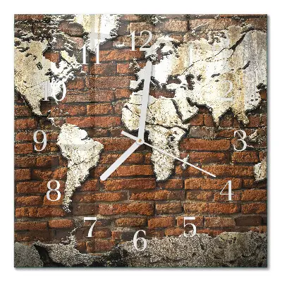 Quadratische wanduhr modern Kontinente