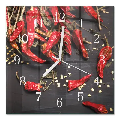 Quadratische wanduhr Chilischoten