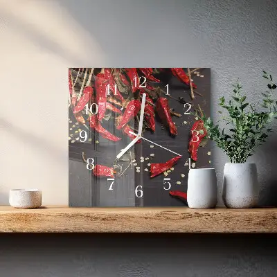Quadratische wanduhr Chilischoten