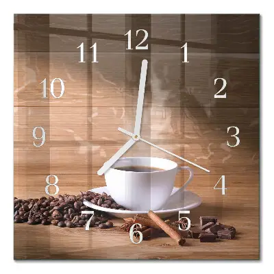 Glasuhr quadratisch Kaffee