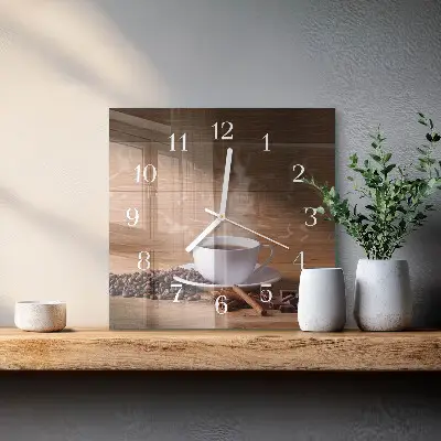 Glasuhr quadratisch Kaffee