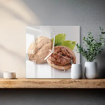 Quadratische wanduhr Nuss