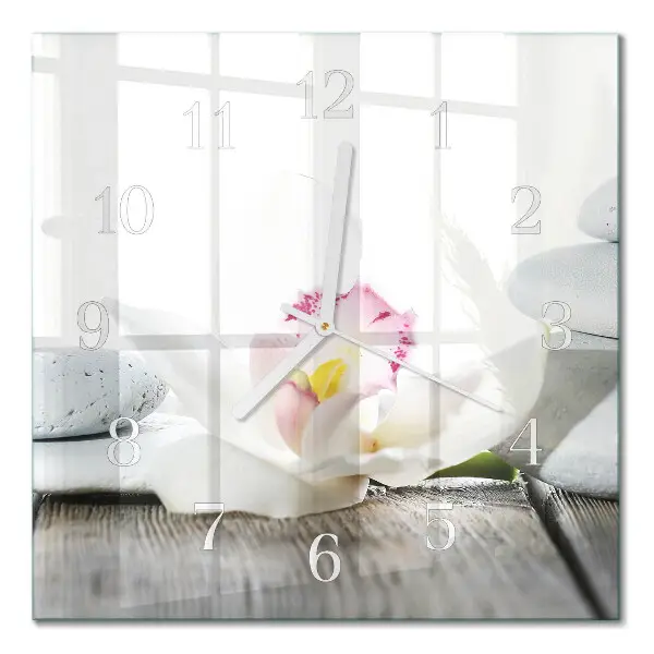 Quadratische wanduhr Orchidee