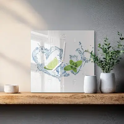 Quadratische wanduhr modern Minze
