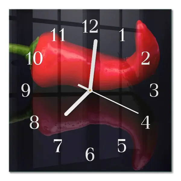 Quadratische wanduhr Chilischoten