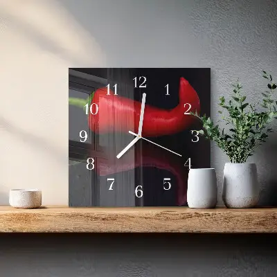 Quadratische wanduhr Chilischoten