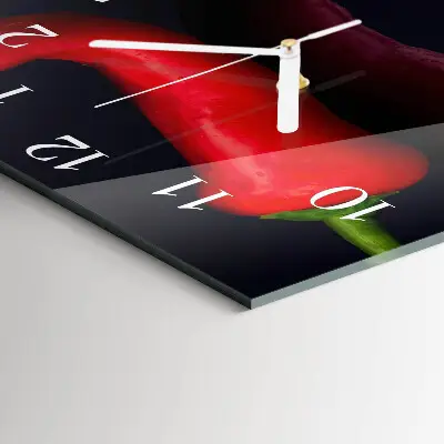 Quadratische wanduhr Chilischoten