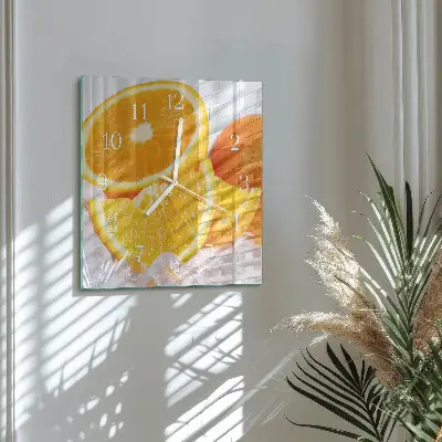 Quadratische wanduhr Orangen