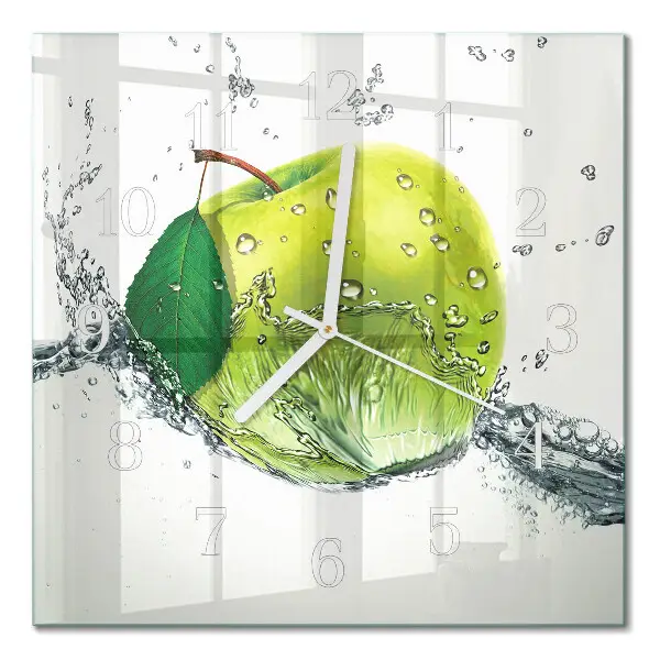 Quadratische wanduhr modern Apfel