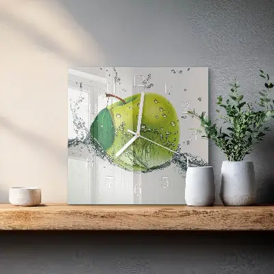 Quadratische wanduhr modern Apfel