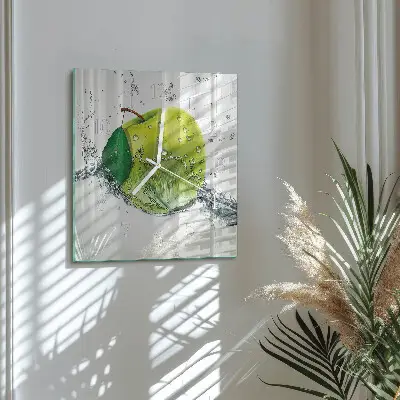 Quadratische wanduhr modern Apfel