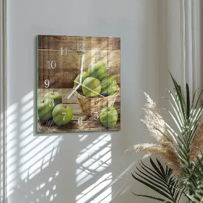 Quadratische wanduhr Apfel