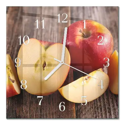 Quadratische wanduhr modern Apfel