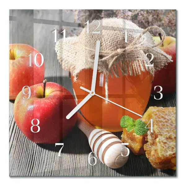 Quadratische wanduhr modern Honigapfel