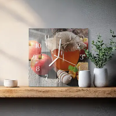 Quadratische wanduhr modern Honigapfel